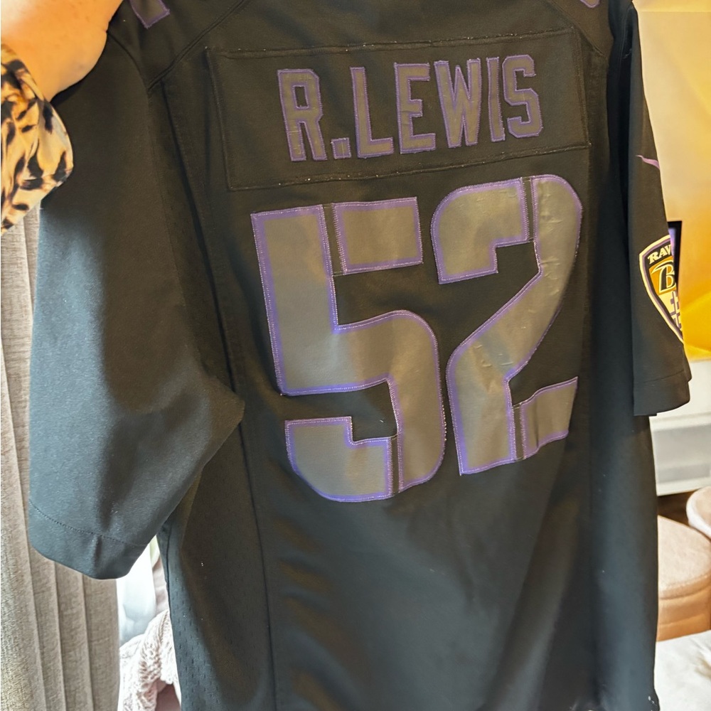 Baltimore Ravens Ray Lewis NFL Black and Purple Nike On-Field Jersey
